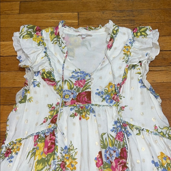 Love The Label Anthropologie Helena Ruffle Floral Blouse, Women’s size Large - Picture 4 of 15